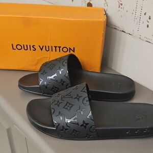 Louis Vuitton Black Monogram Slides